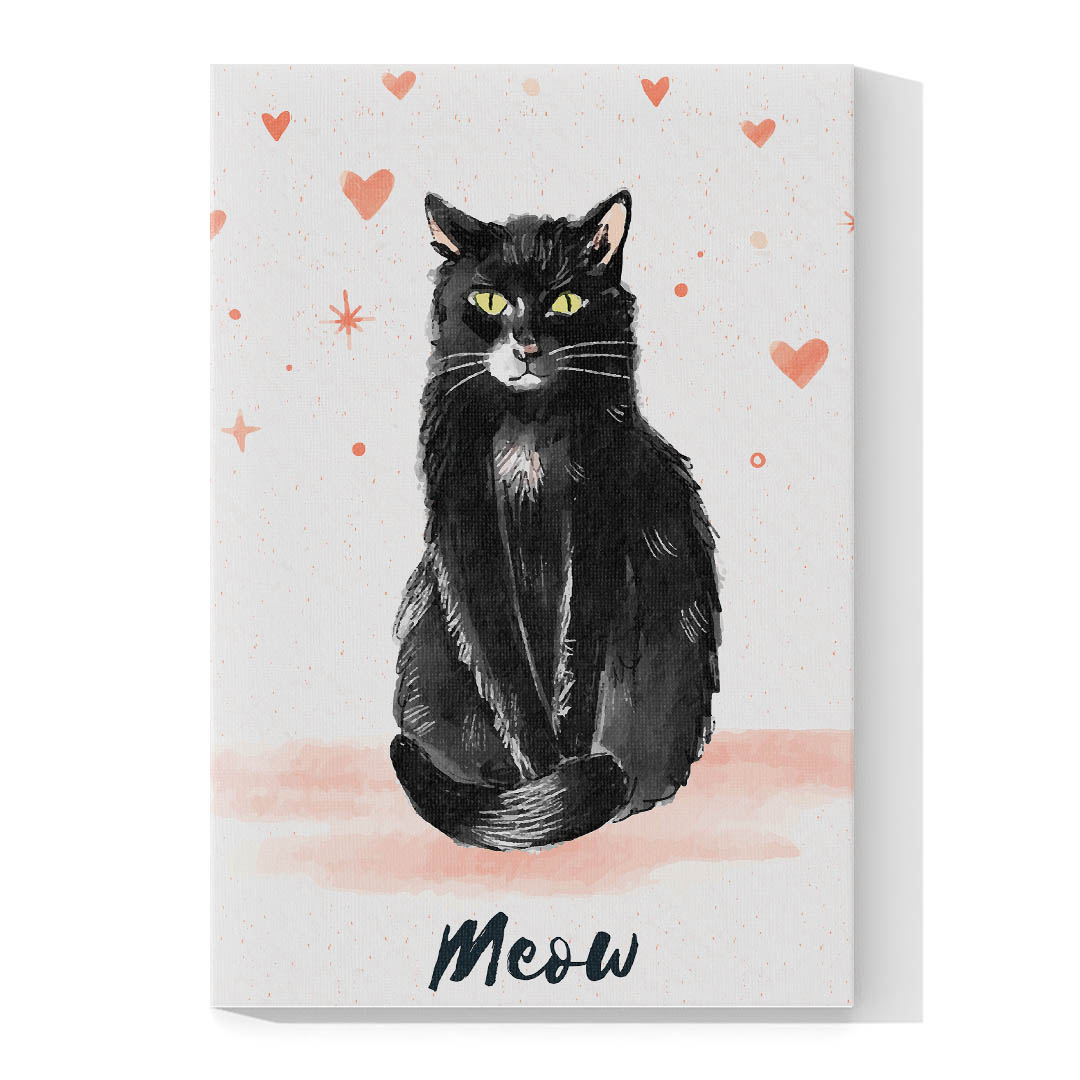 Cuadro Decorativo Dibujo de Gato Negro #575  120 X 60