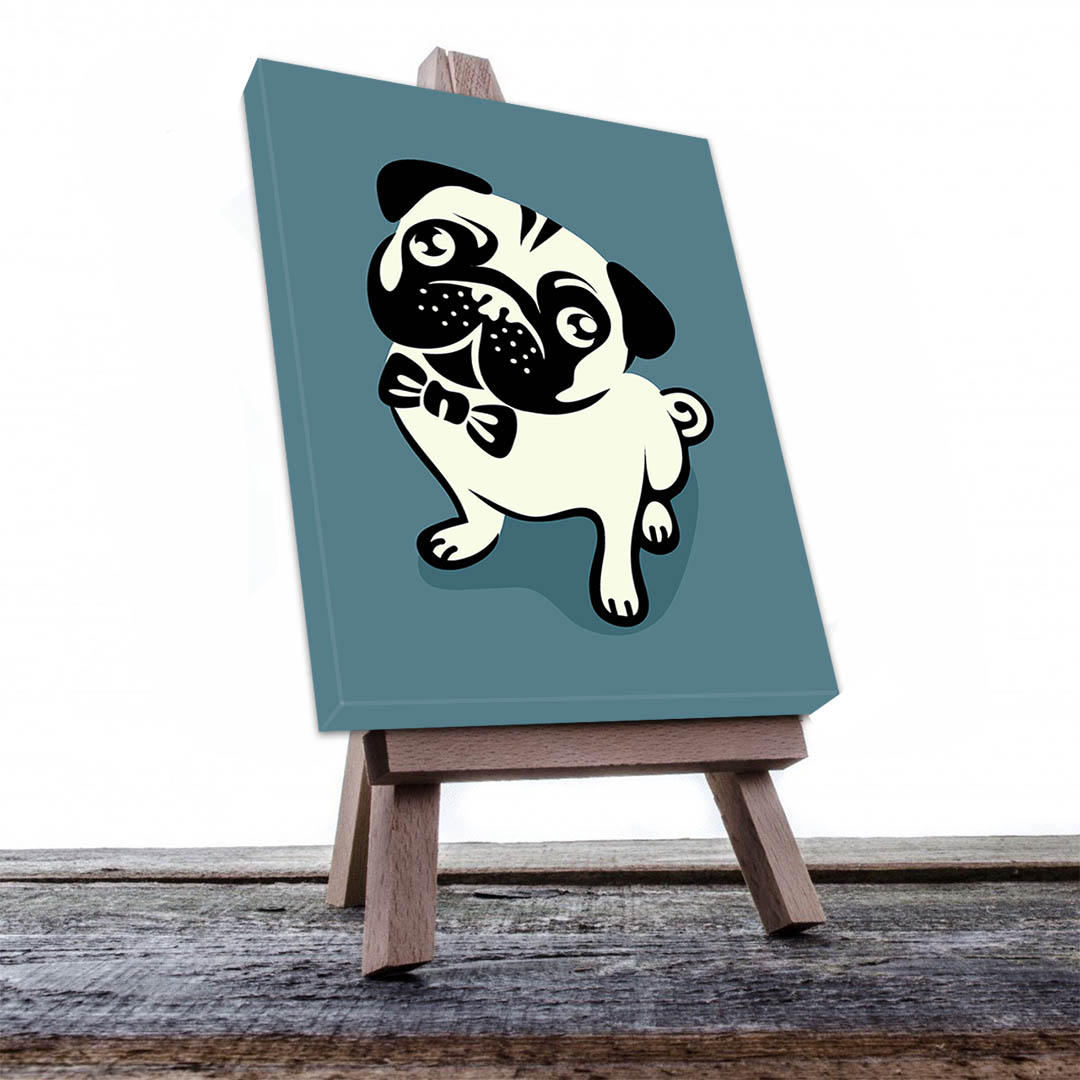 Cuadro Decorativo Dibujo de Perro Pug #525  120 X 60