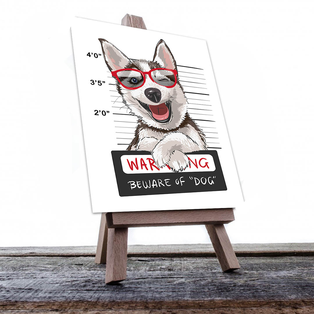 Cuadro Decorativo Dibujo Perro Husky se Busca #553  90 X 60