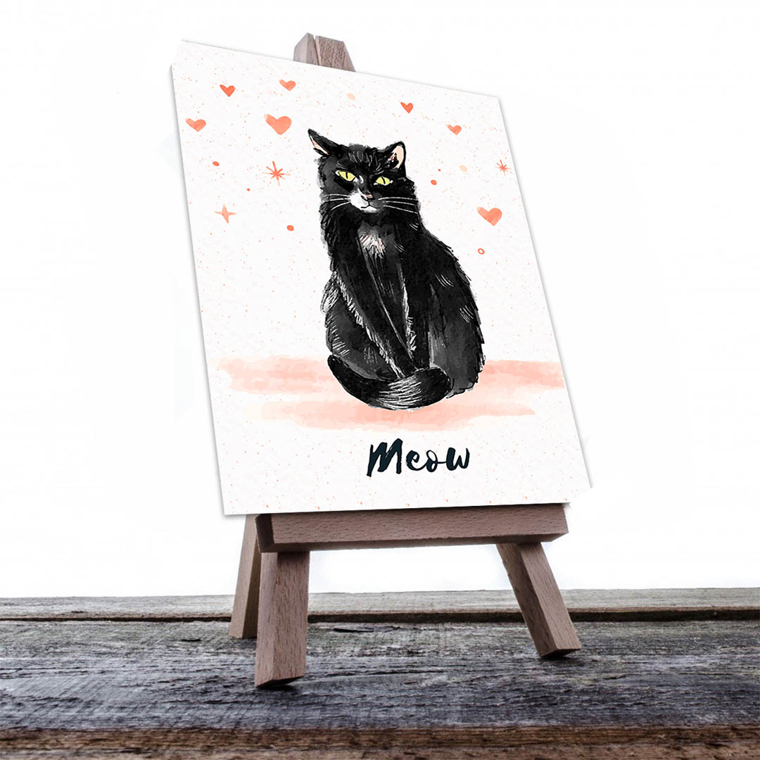 Cuadro Decorativo Dibujo de Gato Negro #575  120 X 60