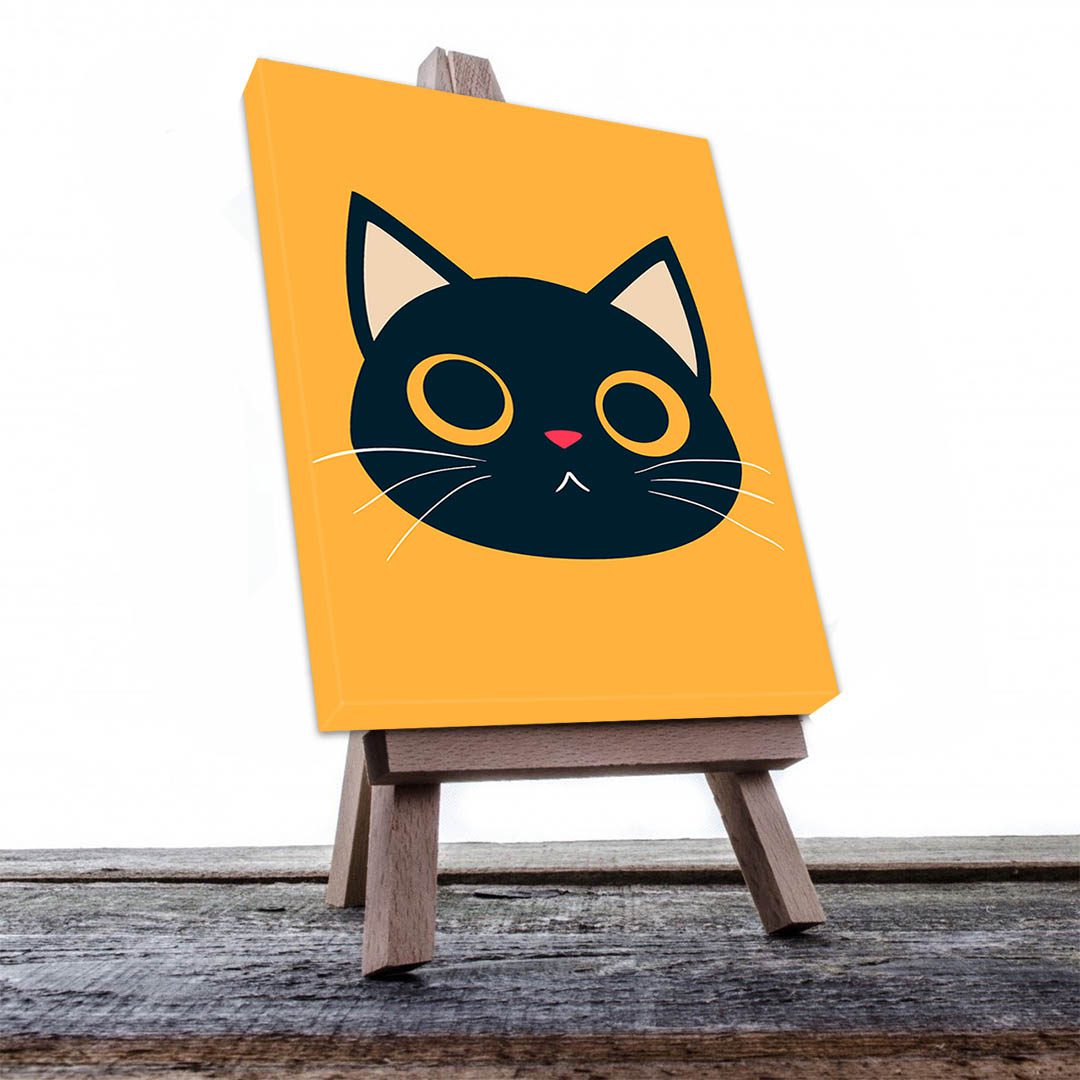 Cuadro Decorativo Dibujo Gato Sorprendido Negro #572  120 X 80