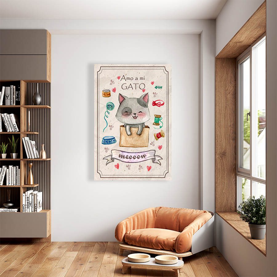Cuadro Decorativo Amo a mi Gato #563  135 X 90