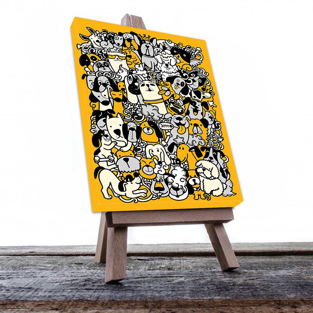 Cuadro Decorativo Dibujo de Perros Doodle #566  120 X 60