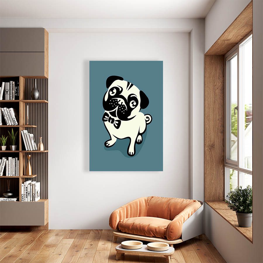 Cuadro Decorativo Dibujo de Perro Pug #525  120 X 60