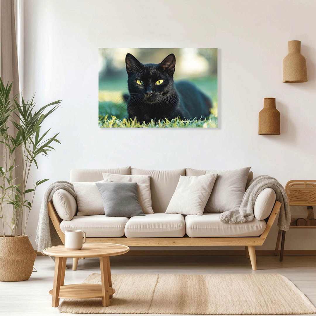Cuadro Decorativo de Gato Negro #33  90 X 45
