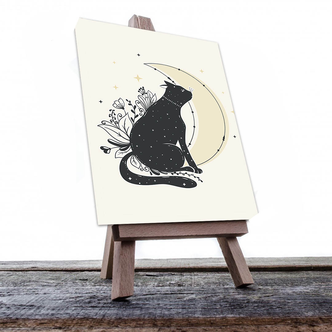 Cuadro Decorativo Dibujo de Gato en la Luna #577  135 X 90
