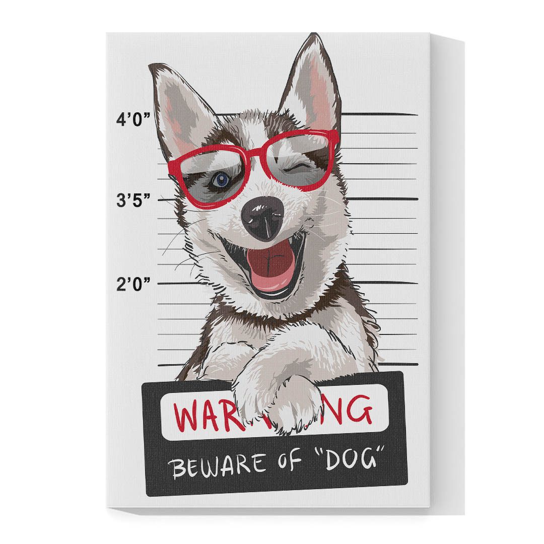 Cuadro Decorativo Dibujo Perro Husky se Busca #553  90 X 60