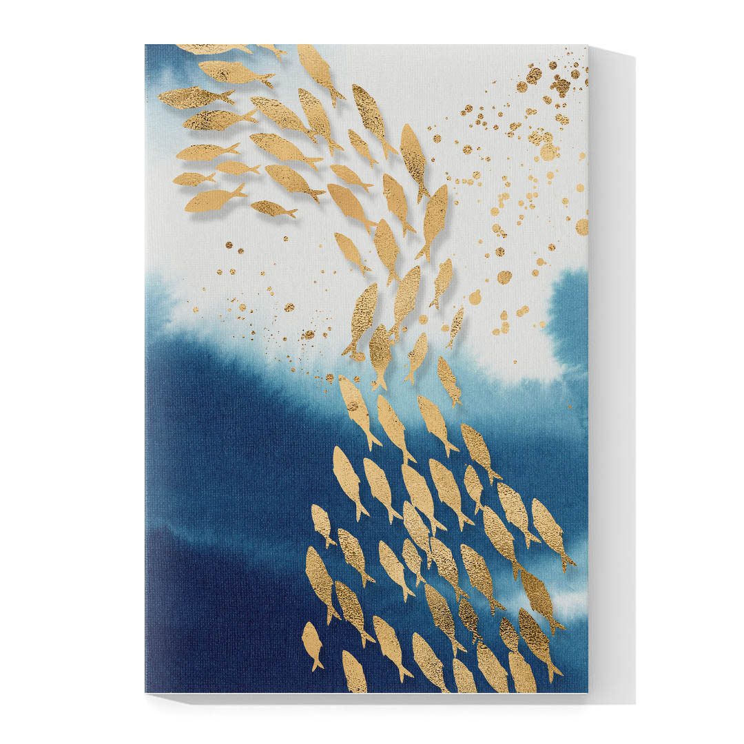 Set de 3 Cuadros Decorativos Moderno de Peces Dorados 45 X 30