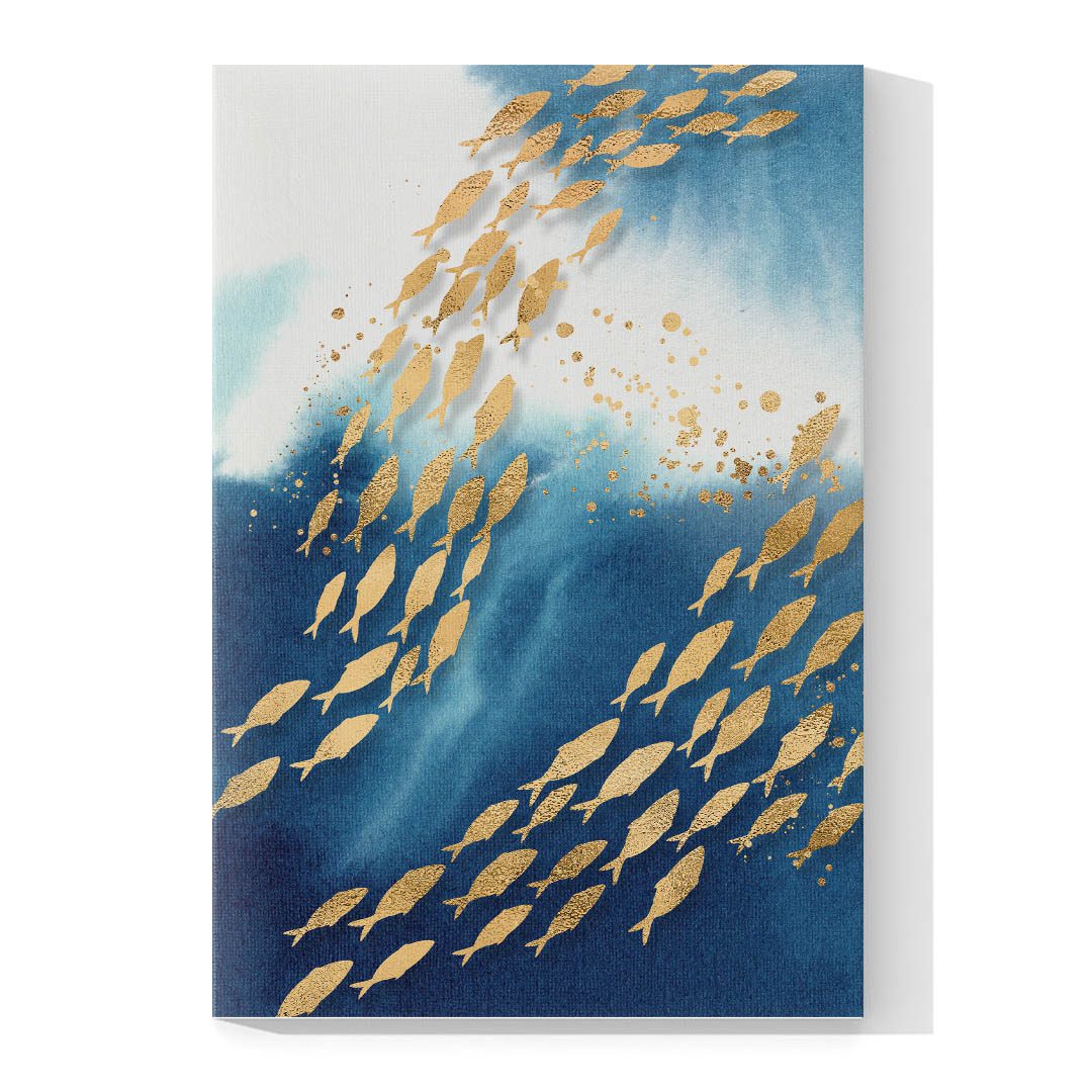 Set de 3 Cuadros Decorativos Moderno de Peces Dorados 45 X 30