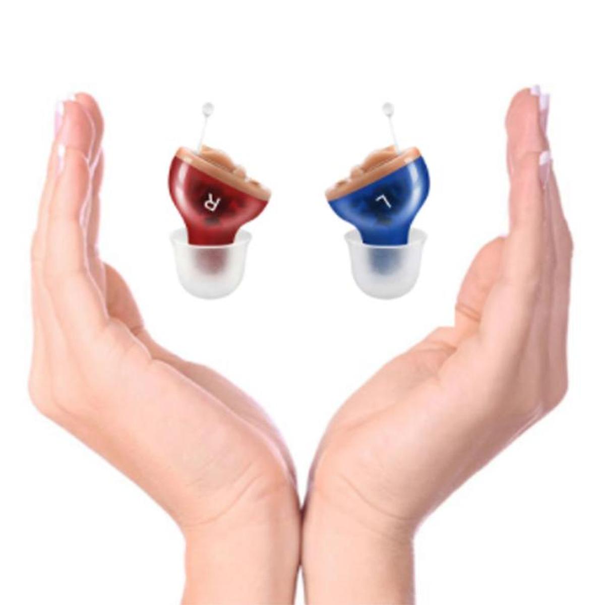 Mini Amplificadores Oidos Sordera MXHGL-001-1 1 par ITE RojoAzul 200 a 7645Hz 27,6dB Batería A10