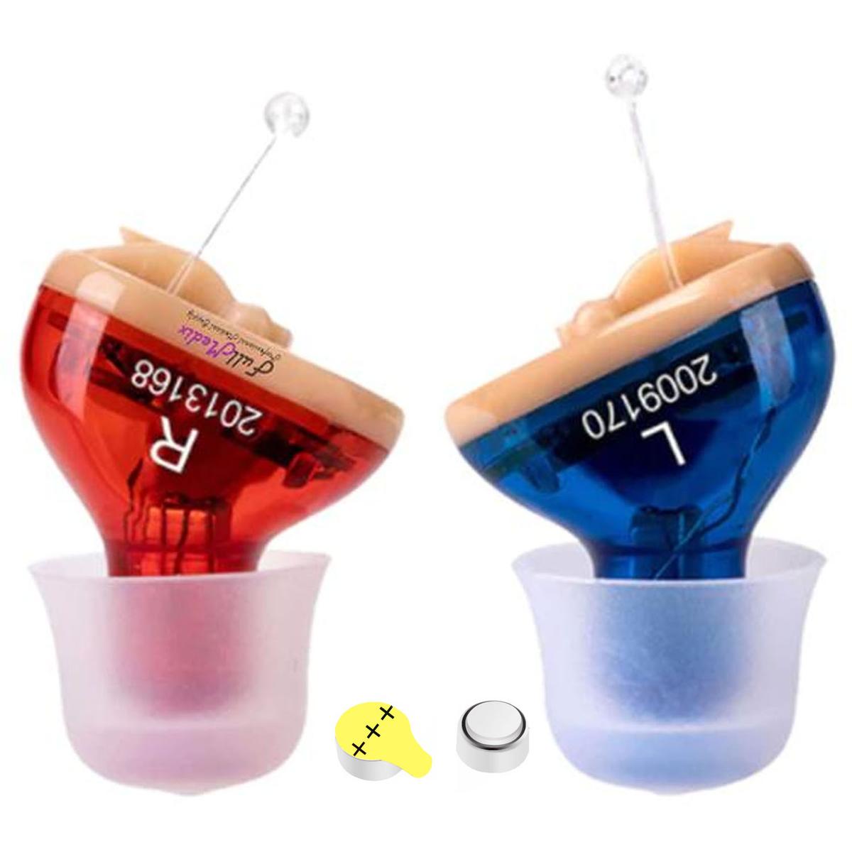 Mini Amplificadores Oidos Sordera MXHGL-001-1 1 par ITE RojoAzul 200 a 7645Hz 27,6dB Batería A10