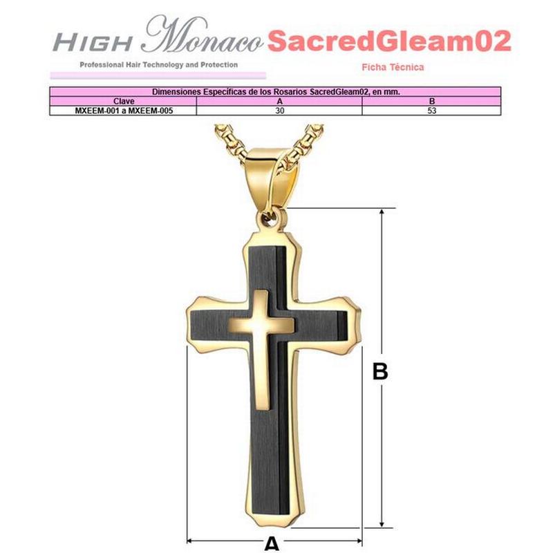 Joyería Cadenas Bonitas MXEEM-001 1Pza Oro Collar Triple Cruz Dije 3x5,3cm Metal, SacredGleam02
