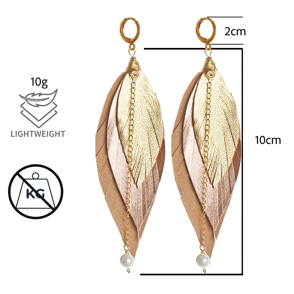 Aretes largos mujer de plumas GAVILÁN joyería VANGANIA