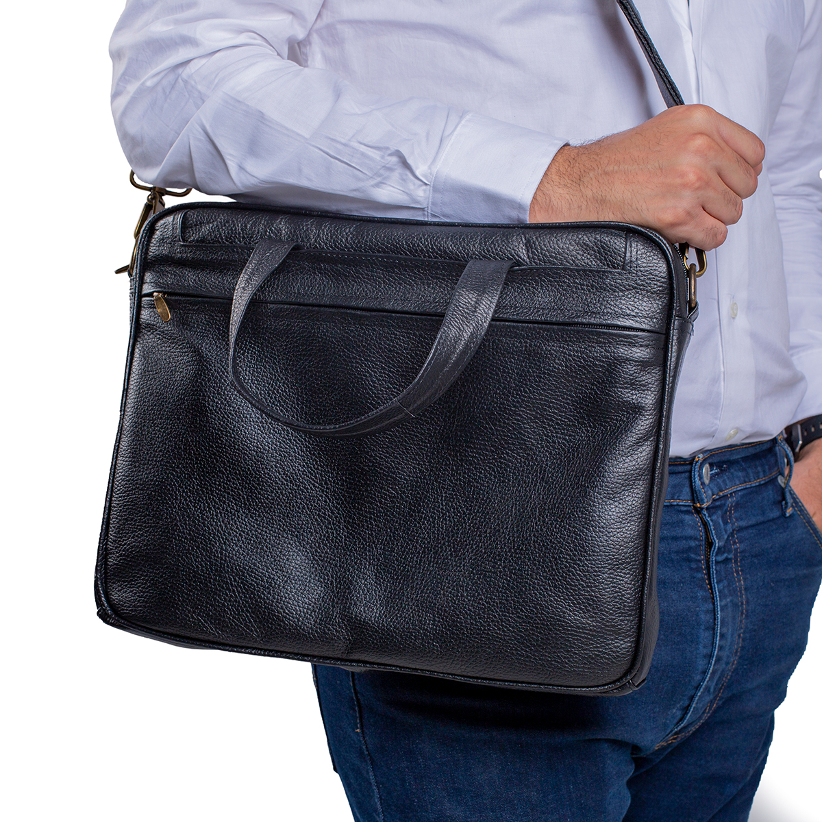 Portafolio piel genuina castelli laptop 17 pulgadas hombre