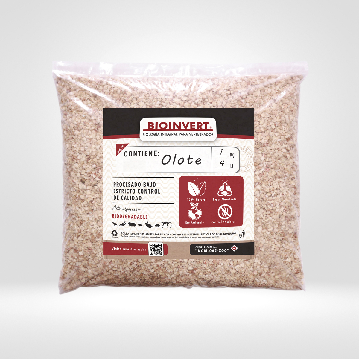 Bioinvert arena para gatos de maíz 1kg arenero natural ecológico para mascotas