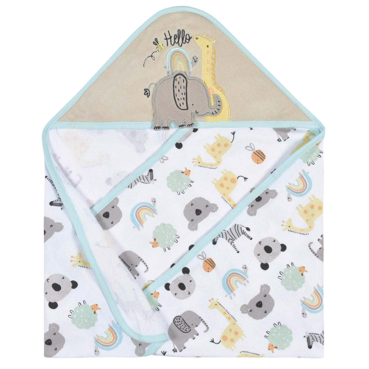 Set 4 toallas bebé Gerber con capucha 80% algodón azul