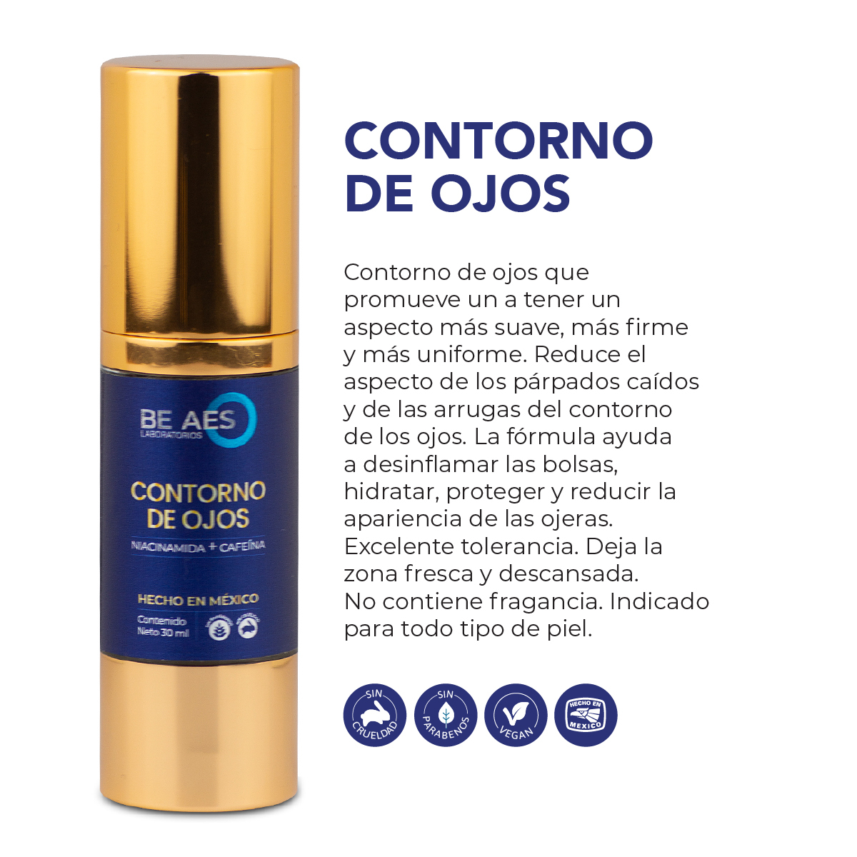 Contorno de ojos BE AES niacinamida cafeína y péptidos 30ml