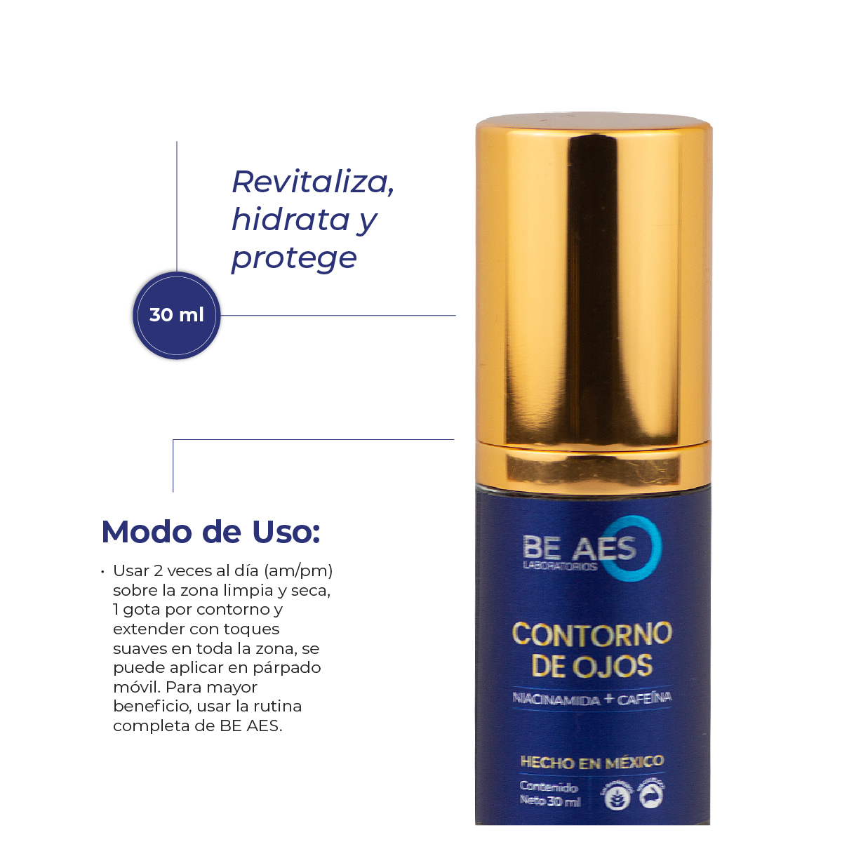 Contorno de ojos BE AES niacinamida cafeína y péptidos 30ml