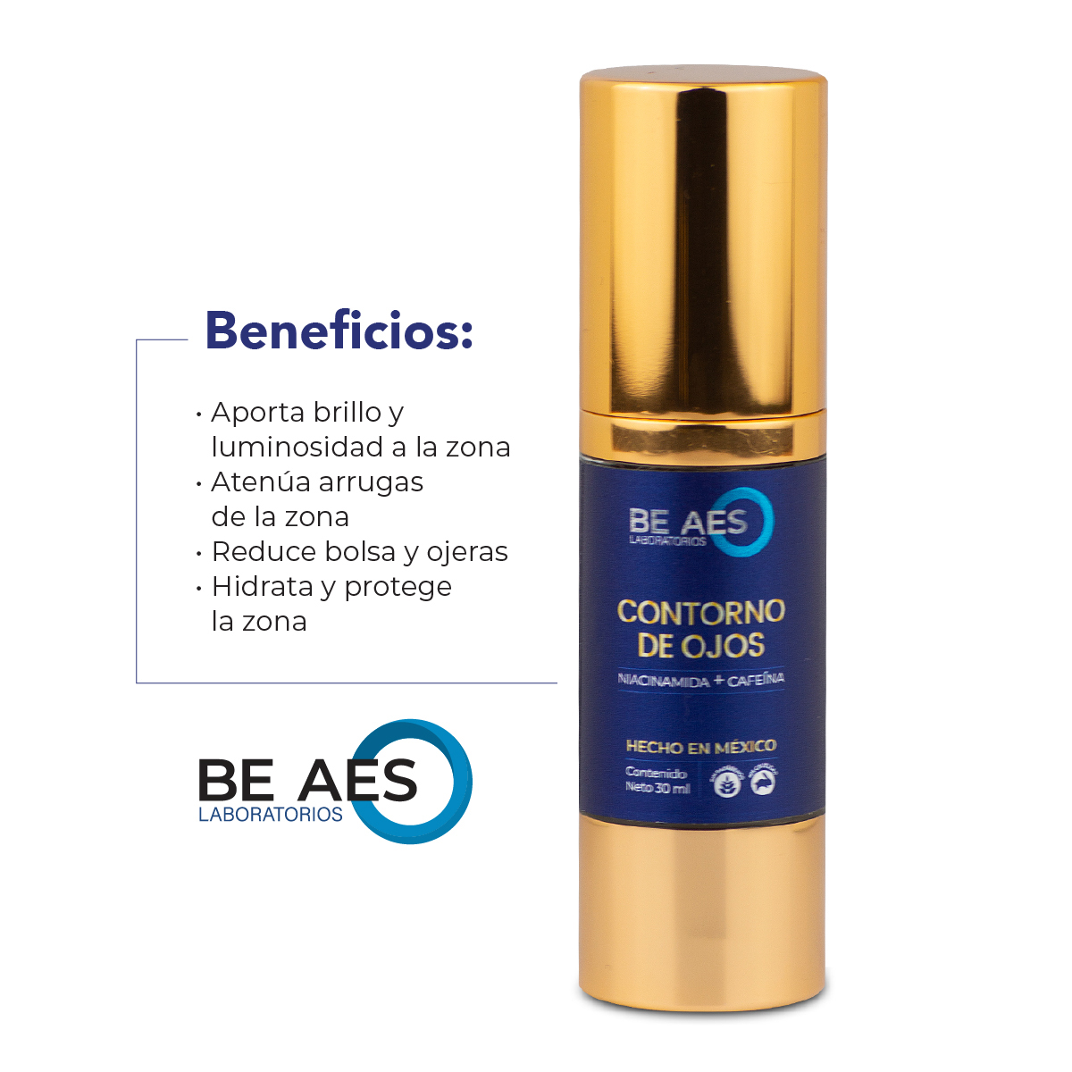 Contorno de ojos BE AES niacinamida cafeína y péptidos 30ml