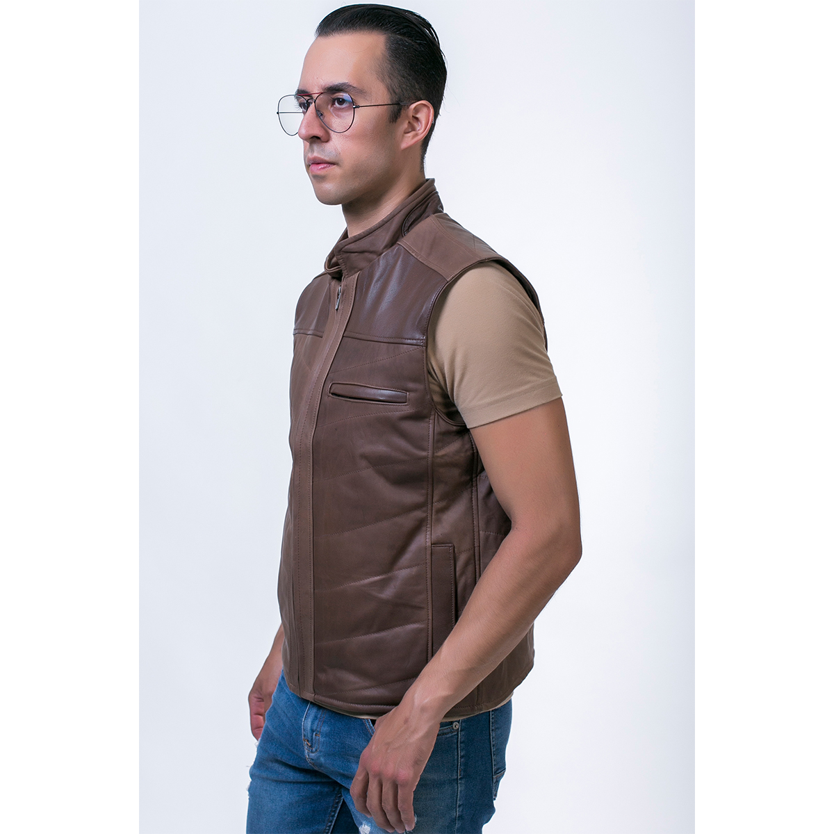 Chaleco piel borrego castelli estilo western hombre