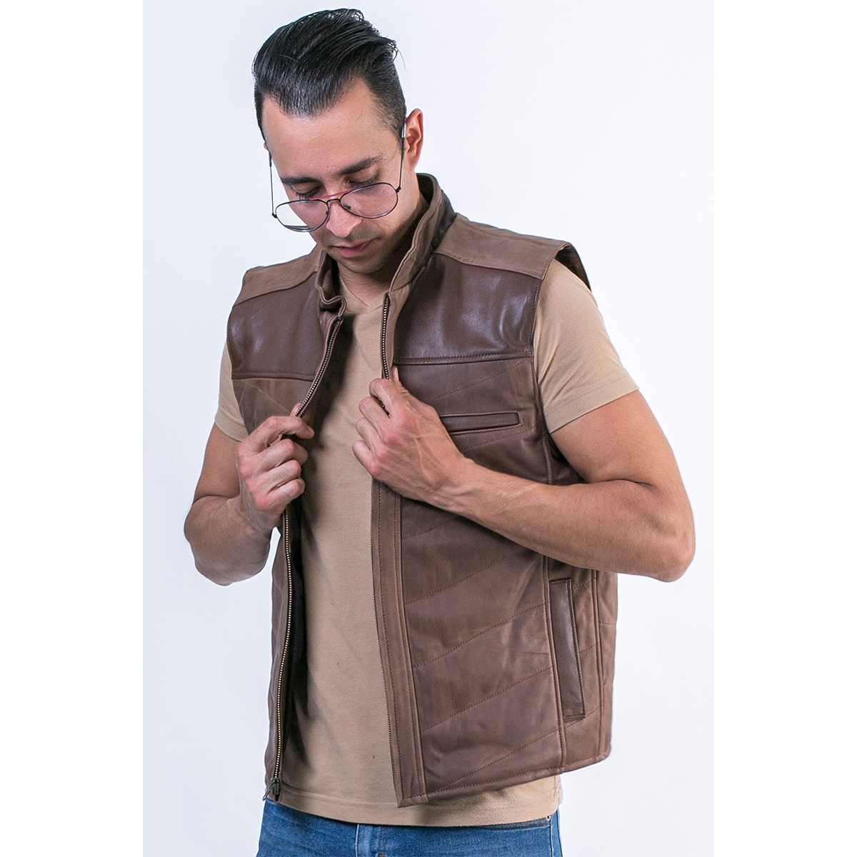 Chaleco piel borrego castelli estilo western hombre