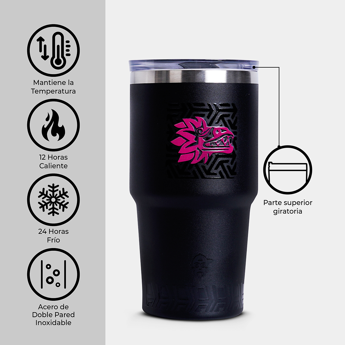 Termo Quetzalcóatl 600ml Doble Pared, Libre de BPA