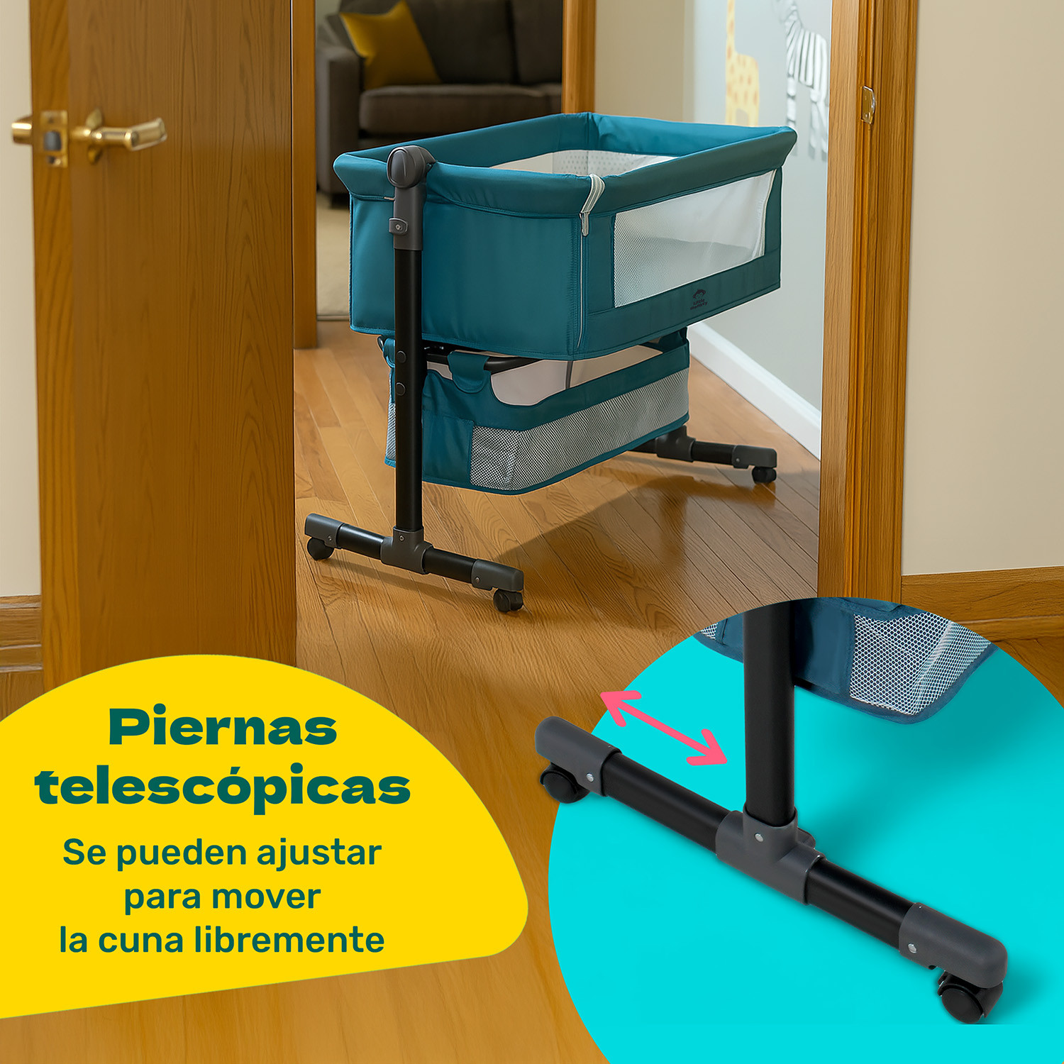 Cuna Cama Colecho Cambiador Bebe Mosquitero Ruedas 3 En 1 Azul