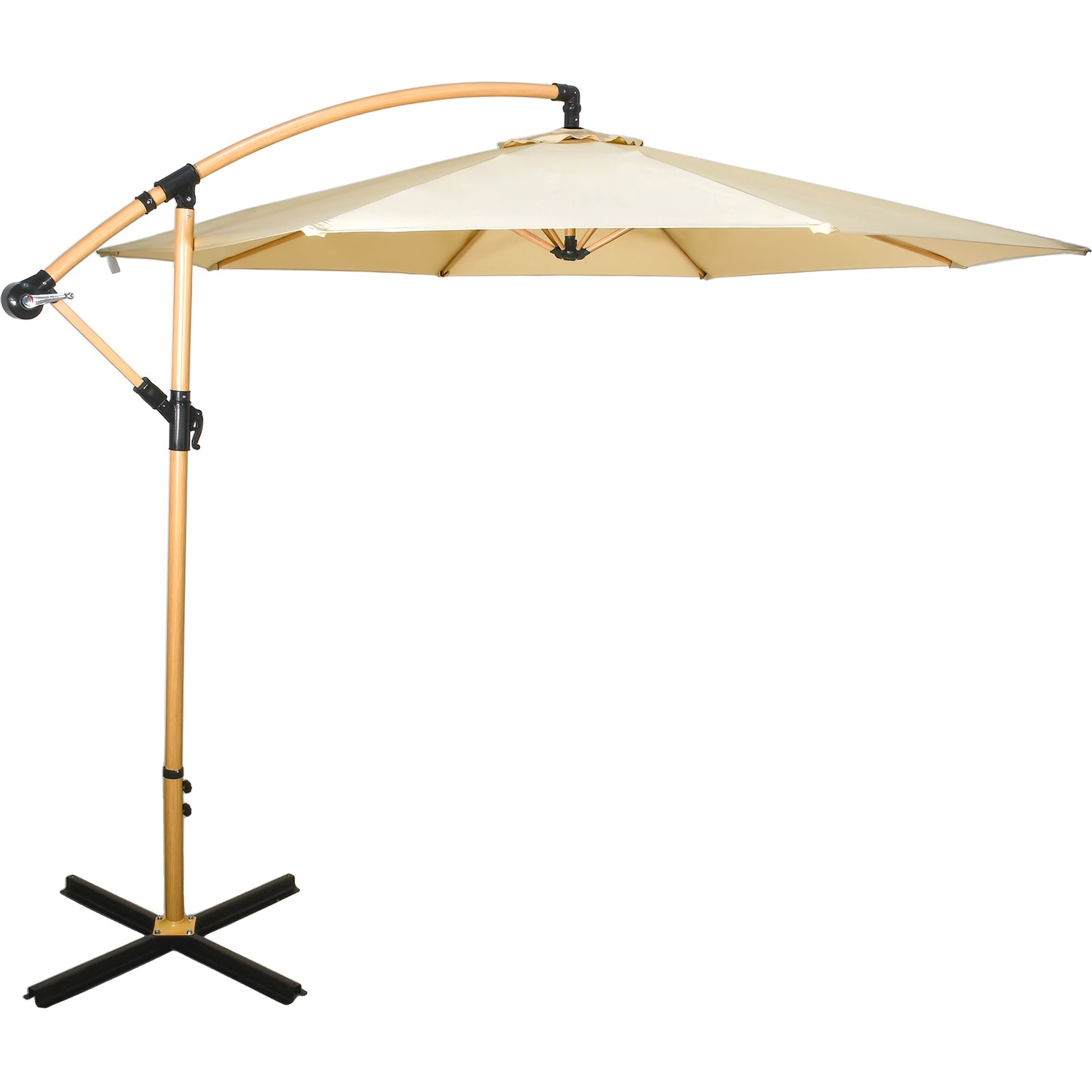 Sombrilla Tipo Madera Jardin Exterior 2.9m Playa Terraza Beige Jardimex