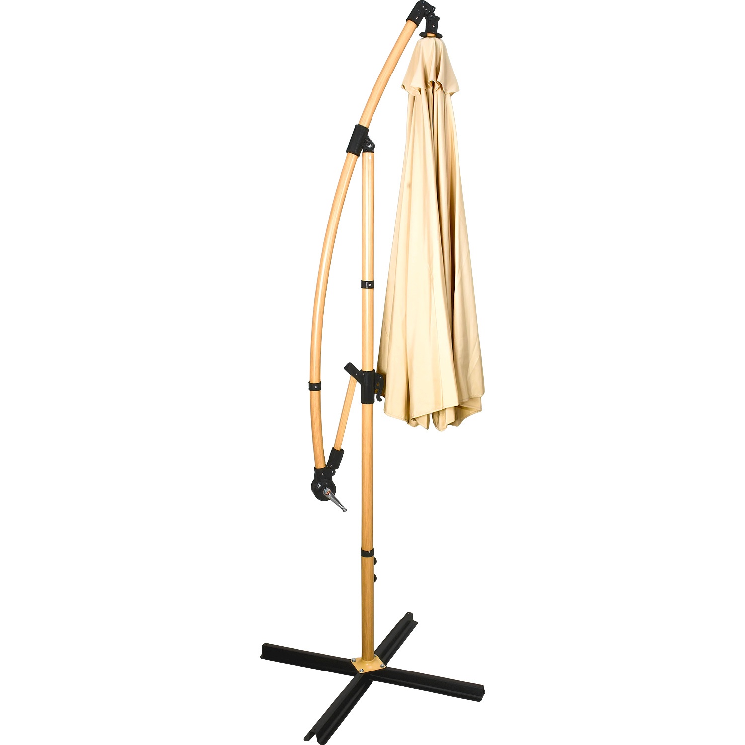 Sombrilla Tipo Madera Jardin Exterior 2.9m Playa Terraza Beige Jardimex