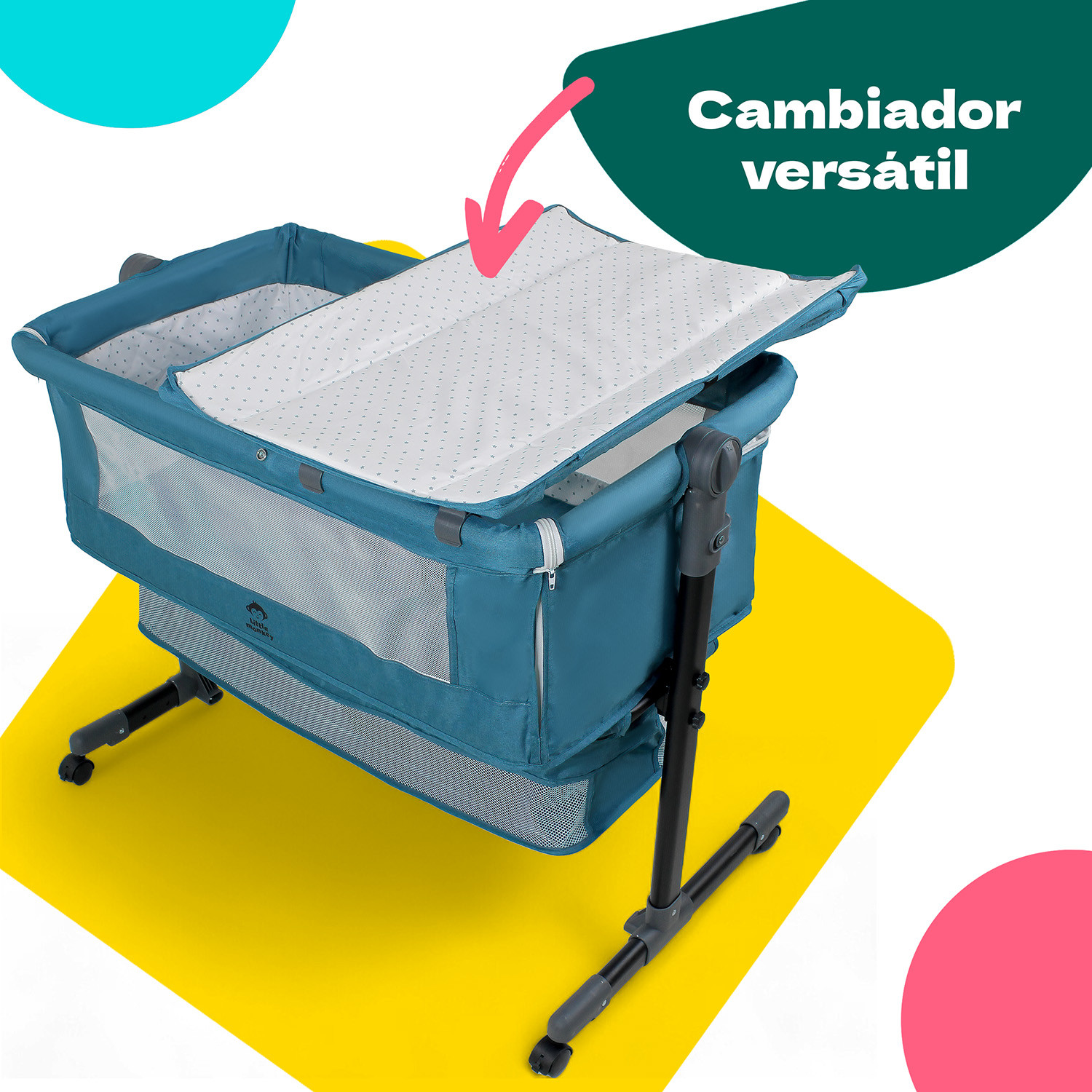 Cuna Cama Colecho Cambiador Bebe Mosquitero Ruedas 3 En 1 Azul