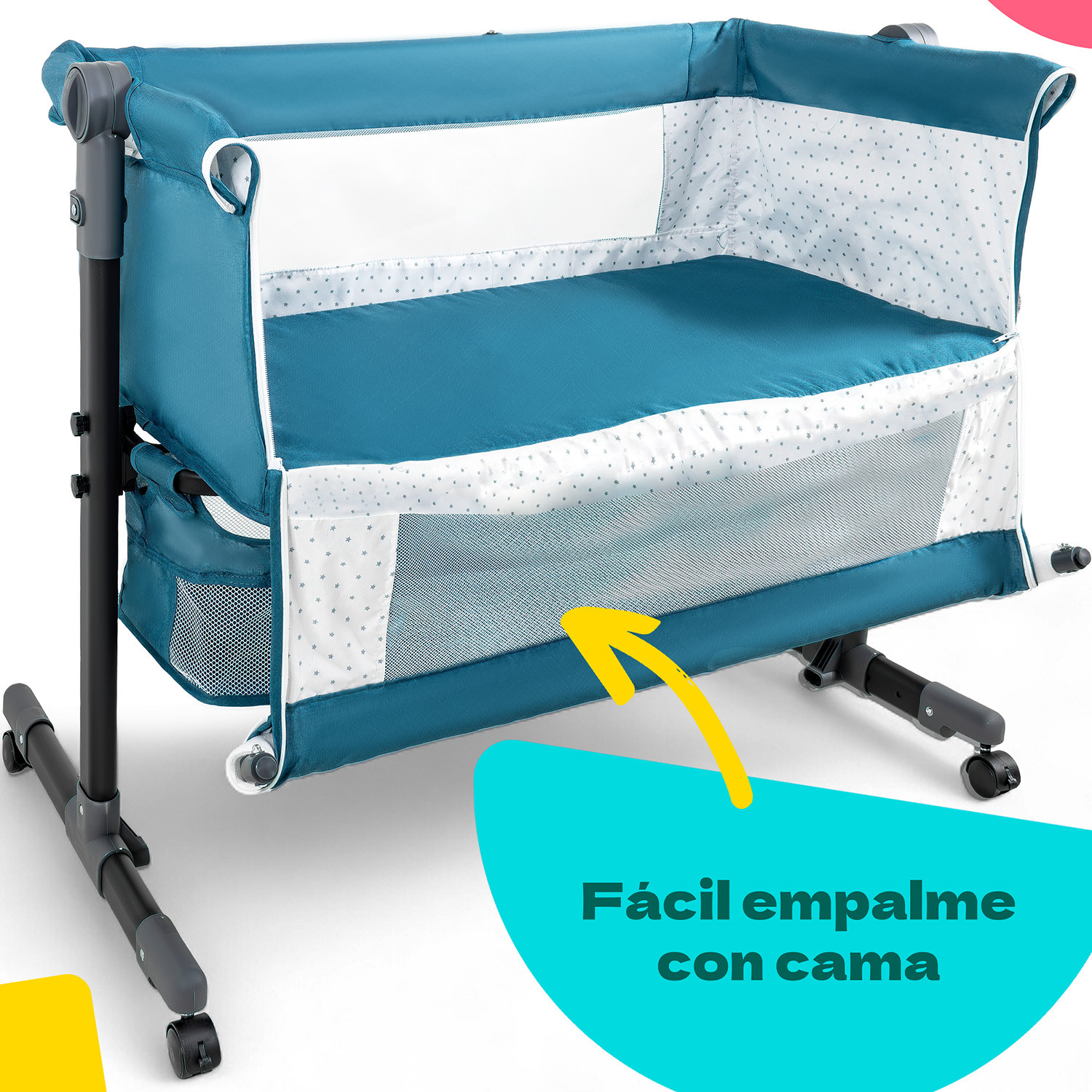 Cuna Cama Colecho Cambiador Bebe Mosquitero Ruedas 3 En 1 Azul