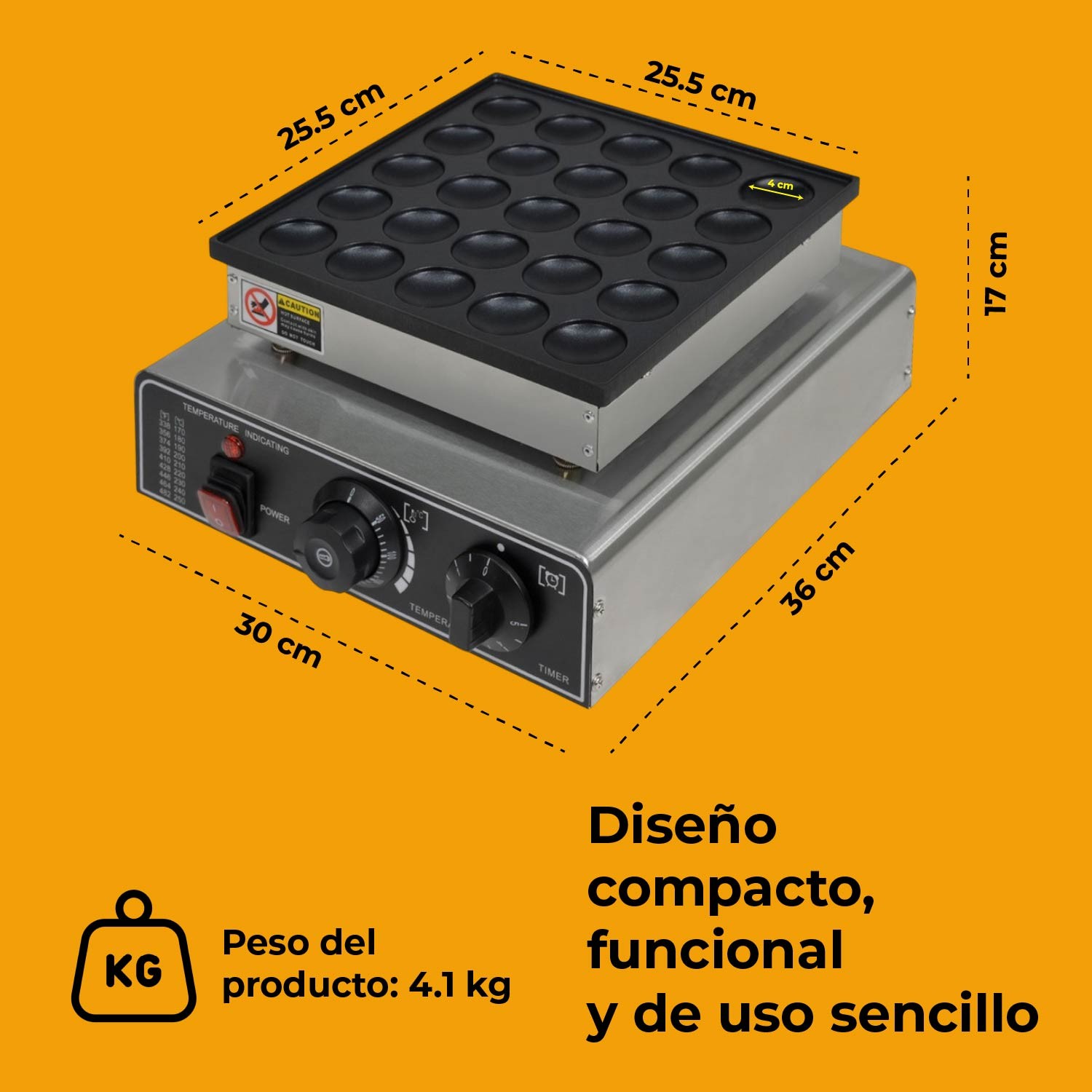 Maquina Industrial Cocina Para Mini Hot Cakes 25 Pz Gutstark