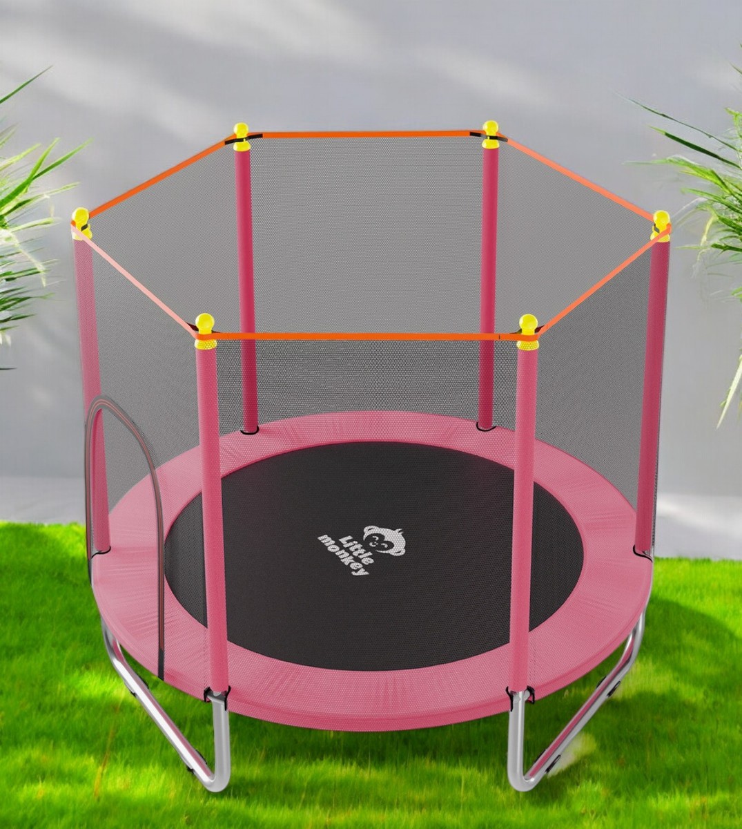 Trampolin Tumbling Niños Brincolin Infantil Red Seguridad Rosa Little Monkey