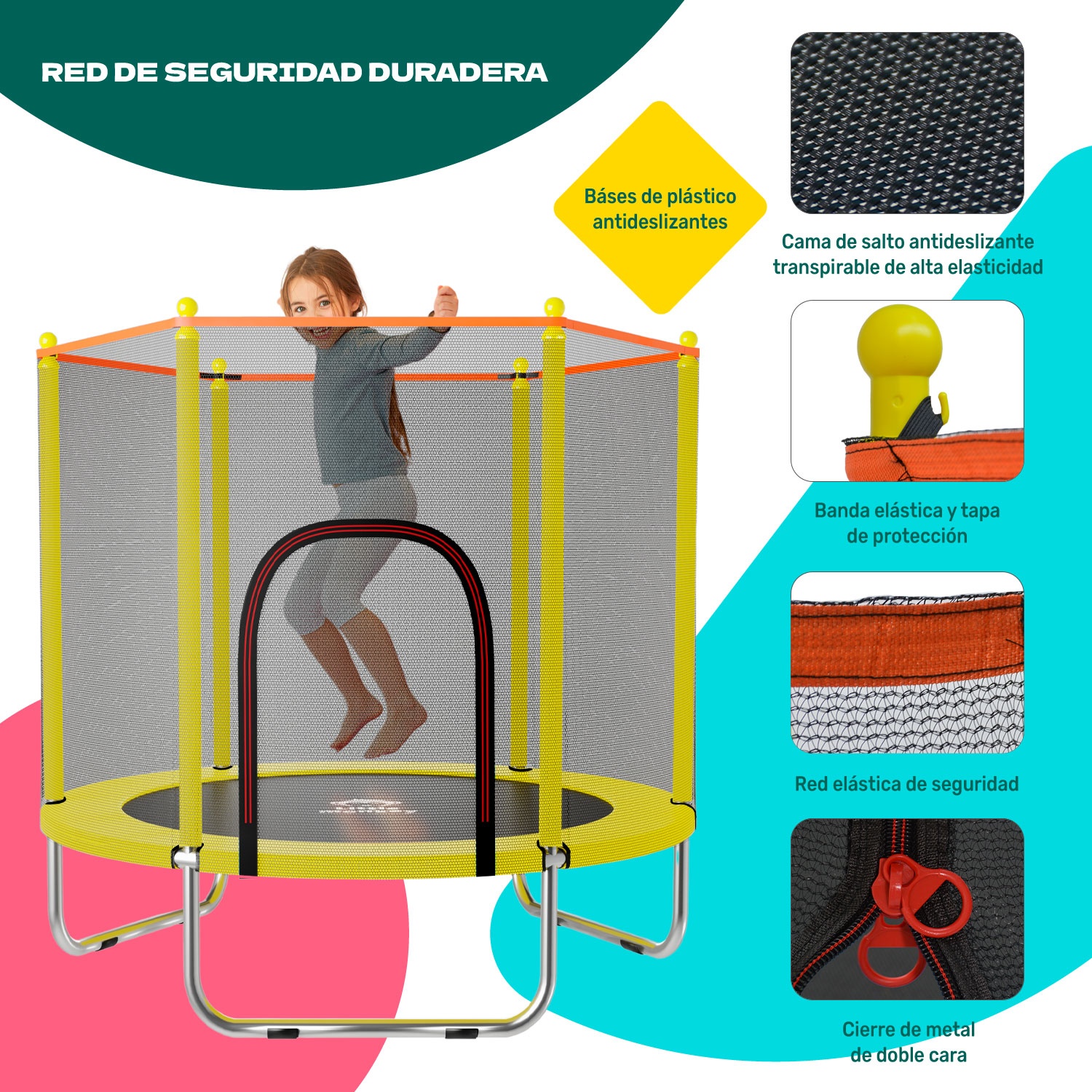 Trampolin Tumbling Niños Brincolin Infantil Red Seguridad Amarillo Little Monkey