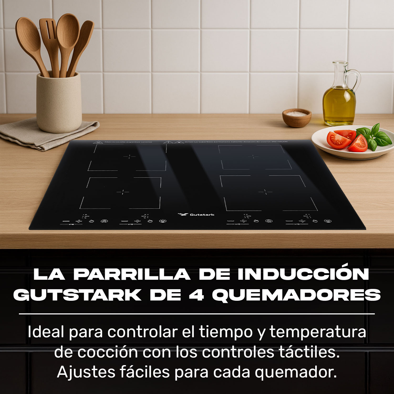 Parrilla Induccion Electrica Empotrable 4 Zonas 4000w Tactil Gutstark Home