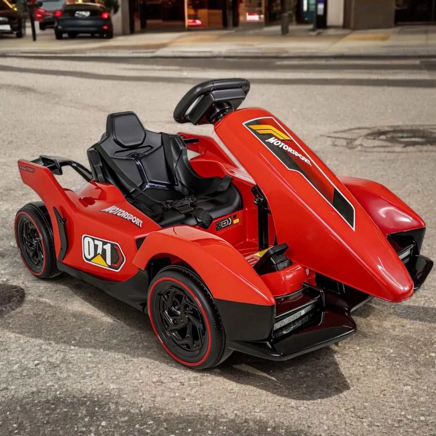 Go Kart Montable 12v Rojo Con Luces Sonido Y Control Remoto Little Monkey