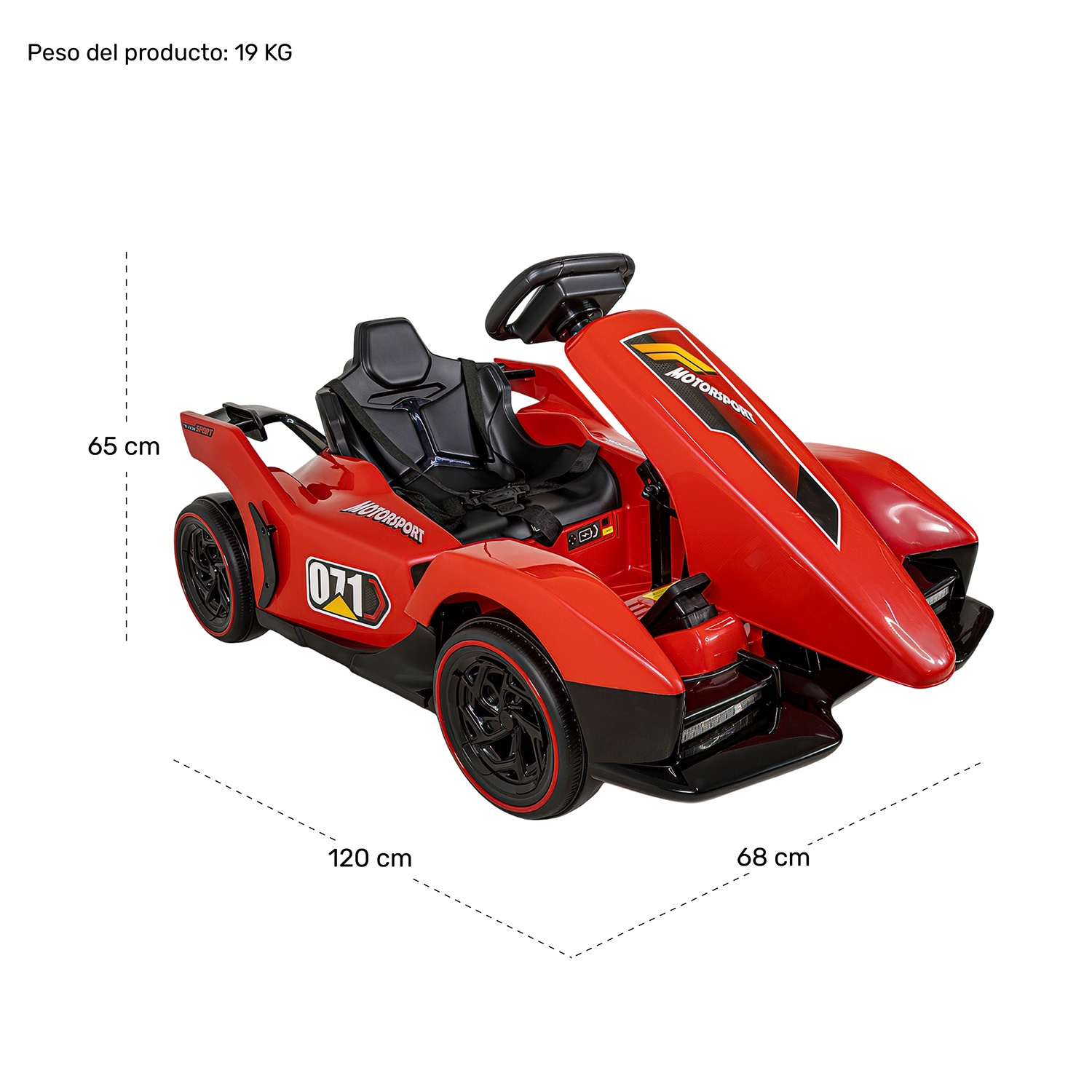 Go Kart Montable 12v Rojo Con Luces Sonido Y Control Remoto Little Monkey