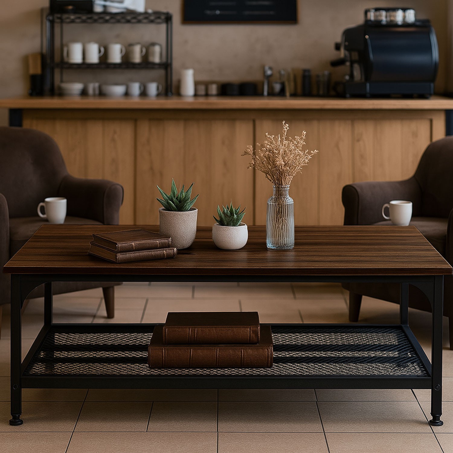 Mesa Centro Sala Minimalista Industrial Acero 100x60x47cm Houzer image number null