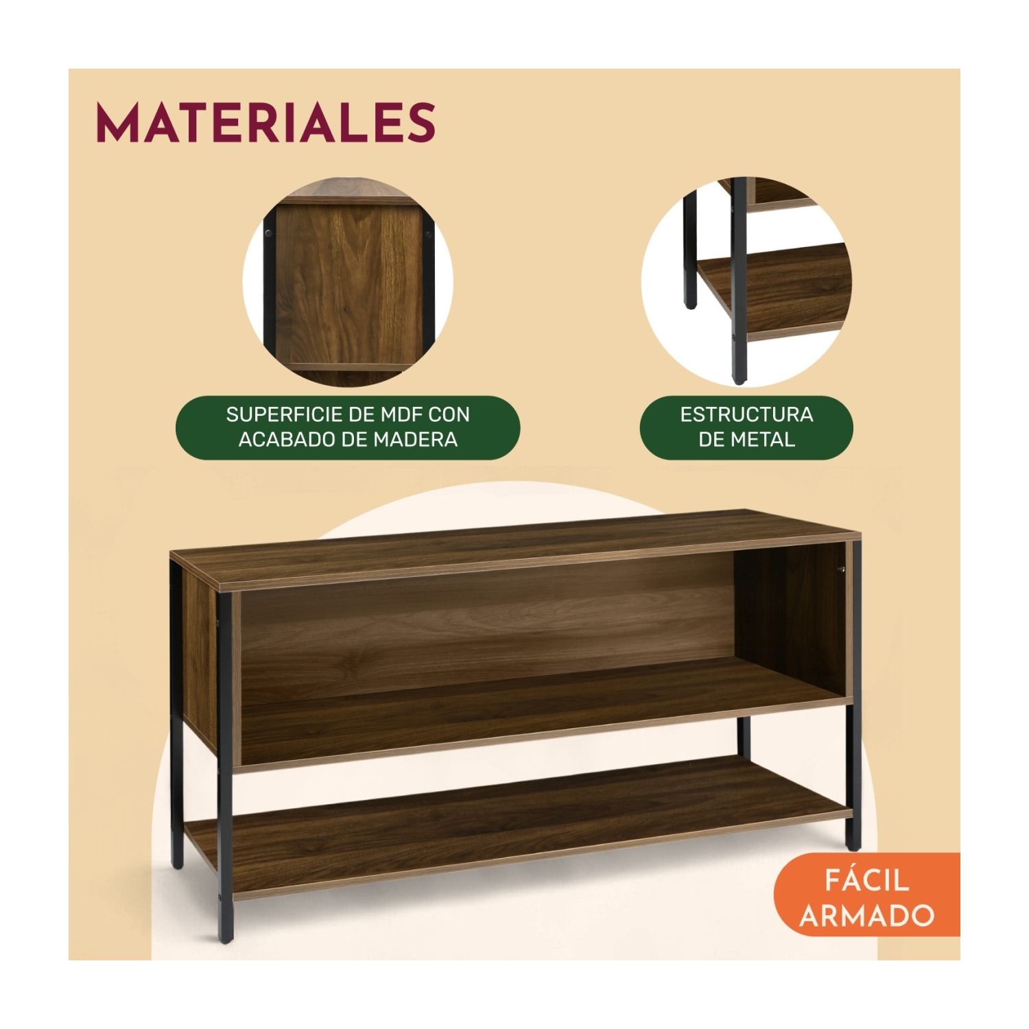 Mueble Tv 60 Pulgadas Mesa 3 Niveles 1.40m Moderno Organizador Cafe