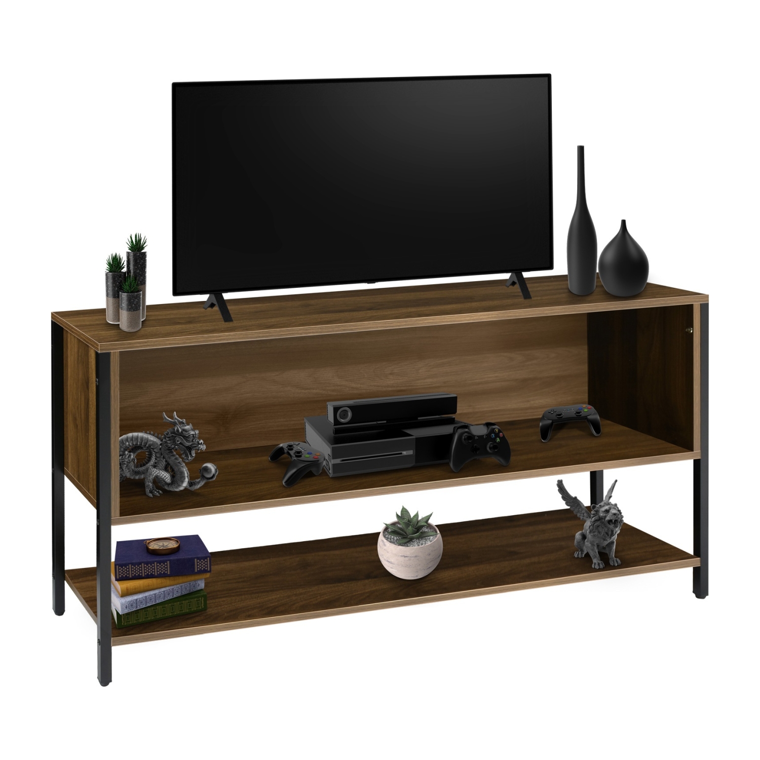 Mueble Tv 60 Pulgadas Mesa 3 Niveles 1.40m Moderno Organizador Cafe