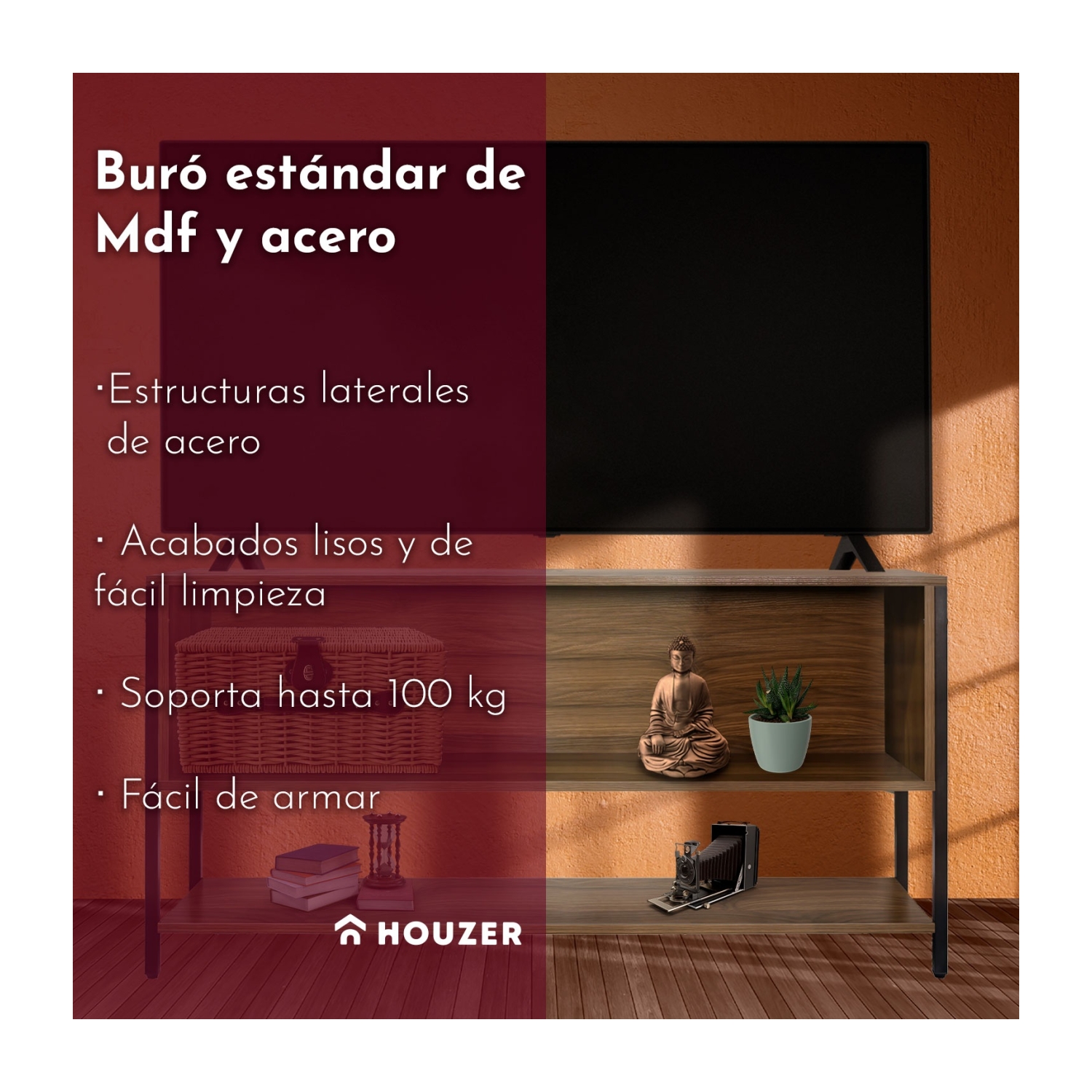 Mueble Tv 60 Pulgadas Mesa 3 Niveles 1.40m Moderno Organizador Cafe