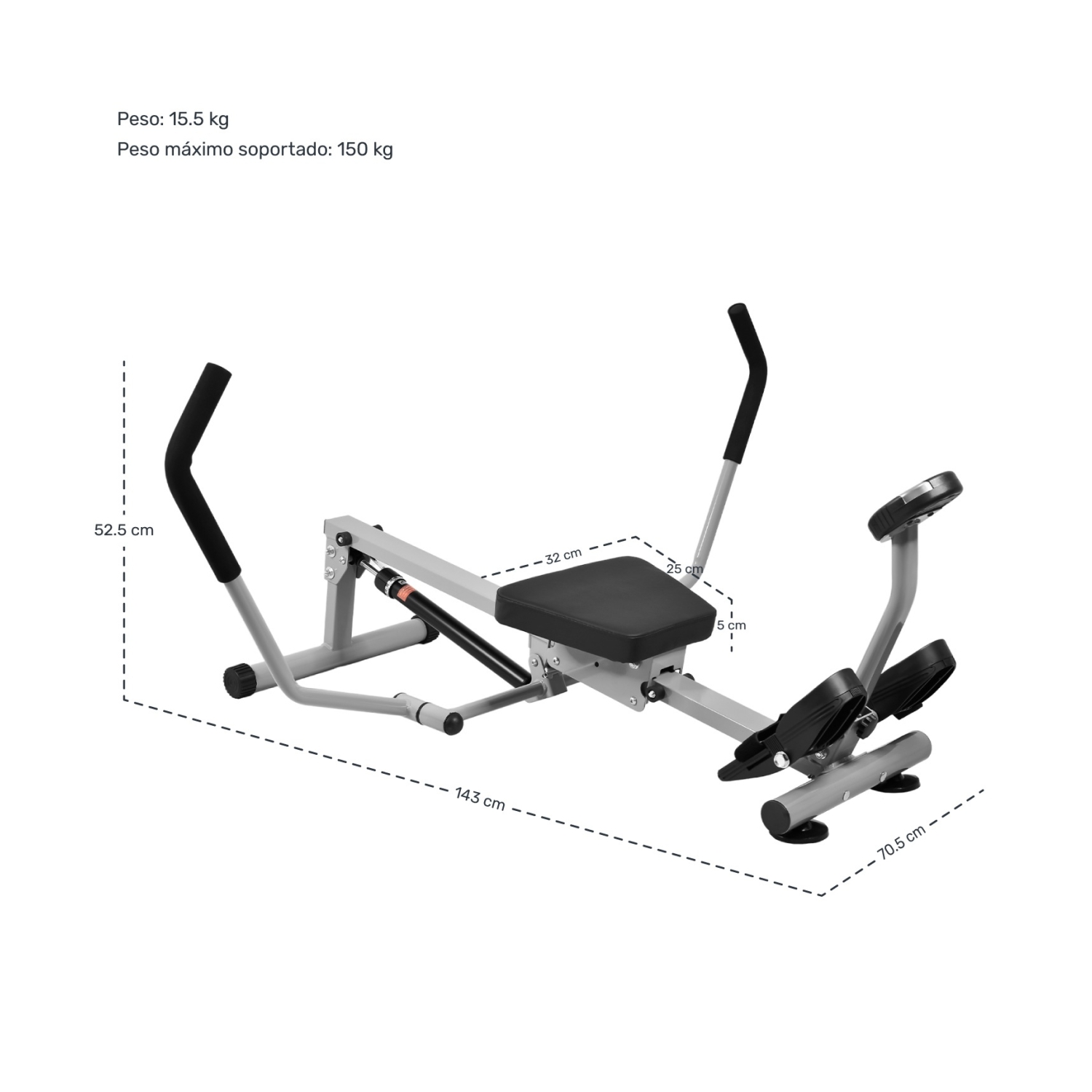 Maquina Remadora Ejercitador 12 Niveles Resistencia Gym 