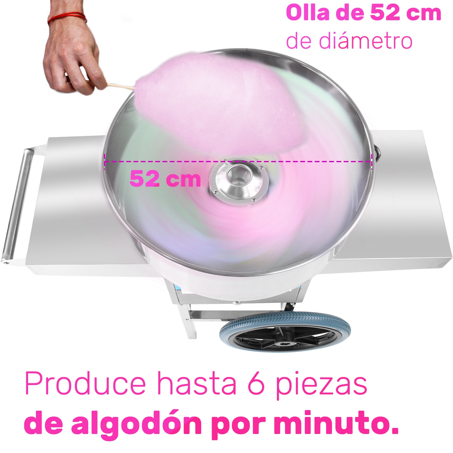 Maquina Para Algodón De Azucar Comercial Ruedas 110v Algodonera Dulces Gutstark