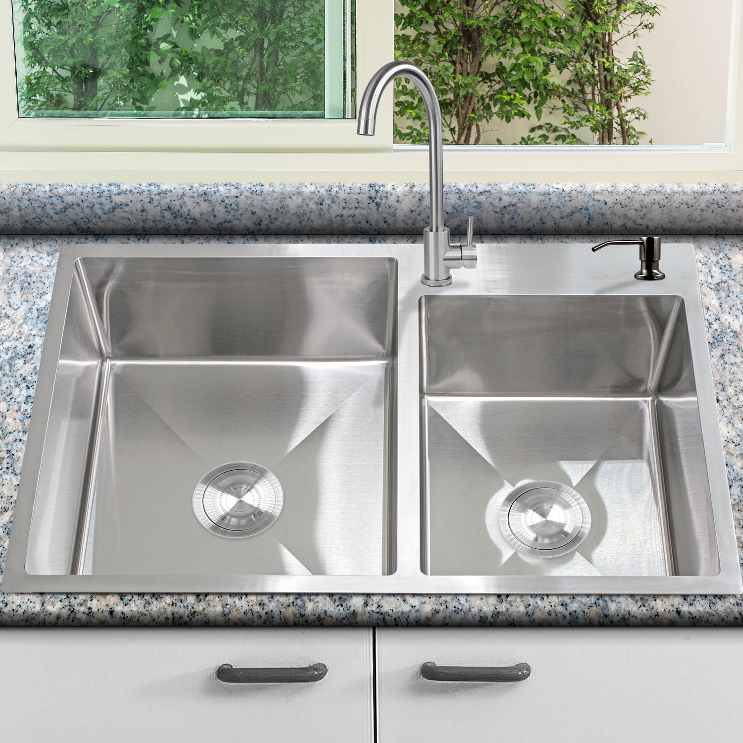 Fregadero Acero Inoxidable 2 Tinas Anti-ruido + Escurridor Gutstark