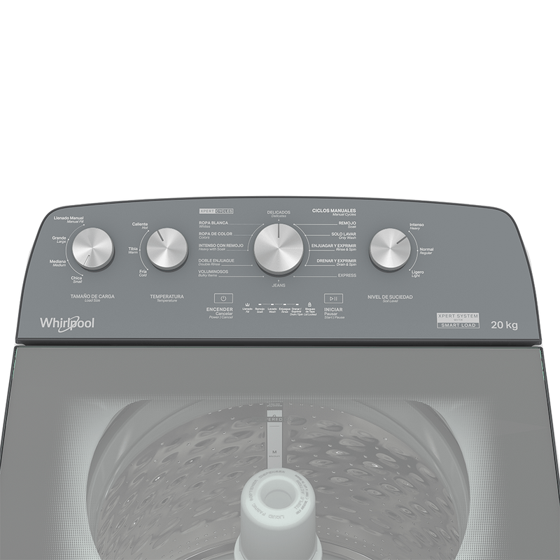 Lavadora Whirlpool 8MWTW2024WJM 20 kg  Tapa de Cristal Templado