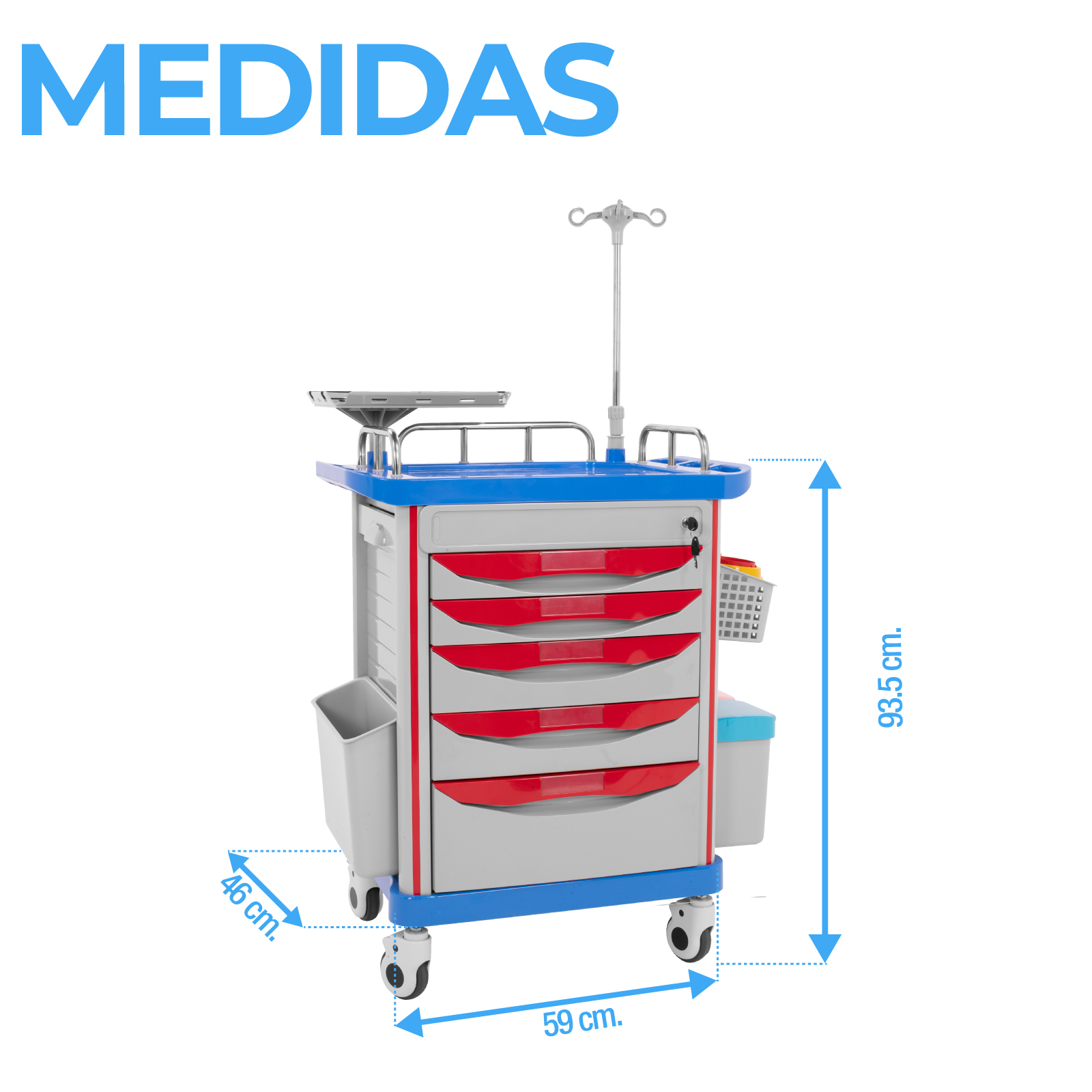 Carro Rojo De Emergencia Medica Onof Abs Con Accesorios