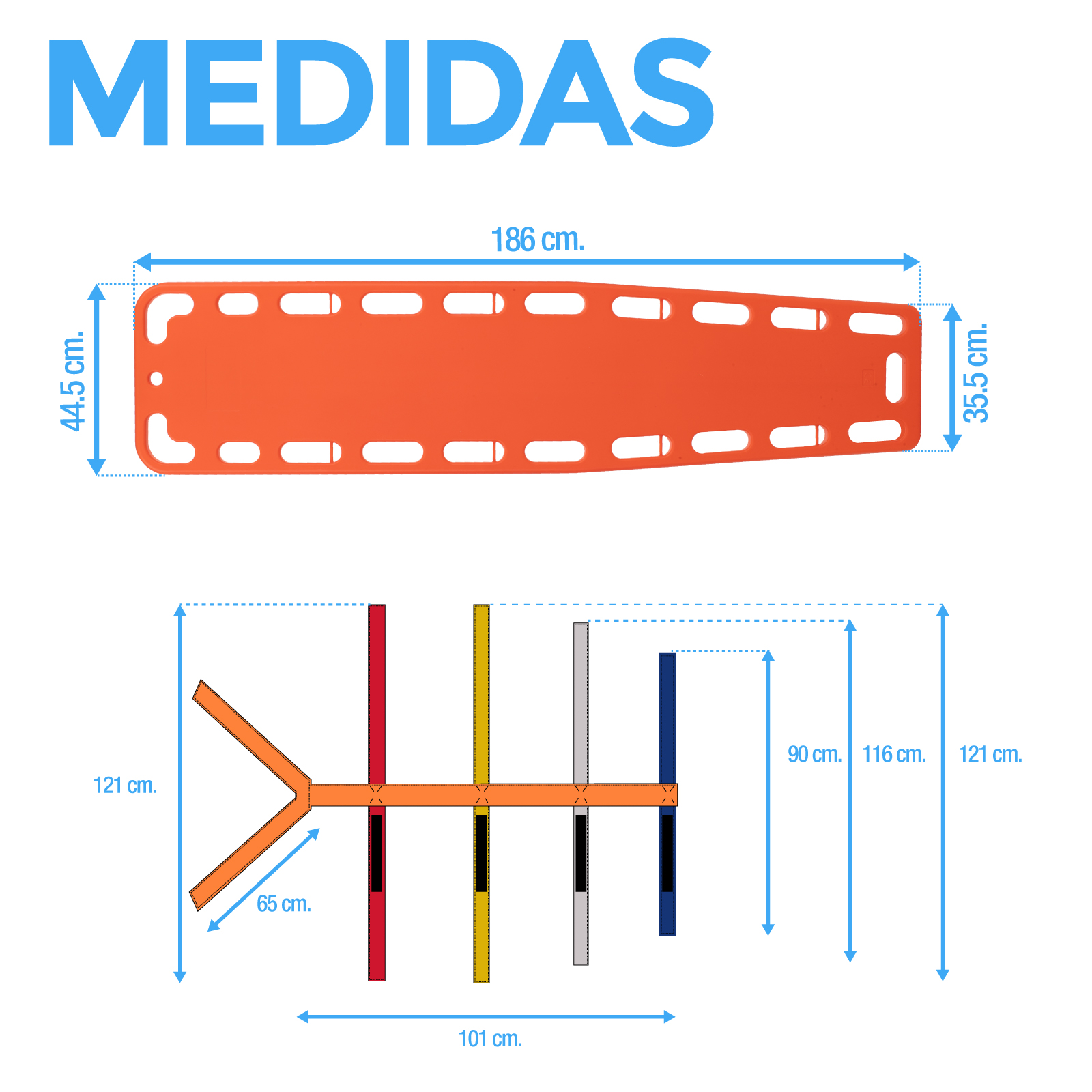 Kit De Inmovilizacion Camilla Rigida Onof Traslado Medico