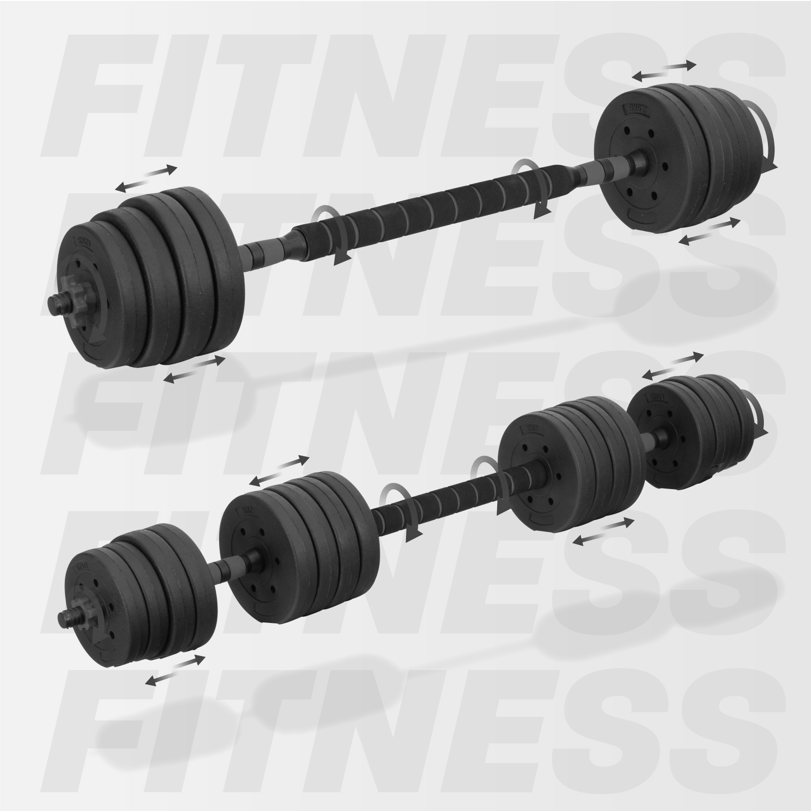 Mancuernas Ajustables Altera Barra Recta Total Pesas 50 Kg