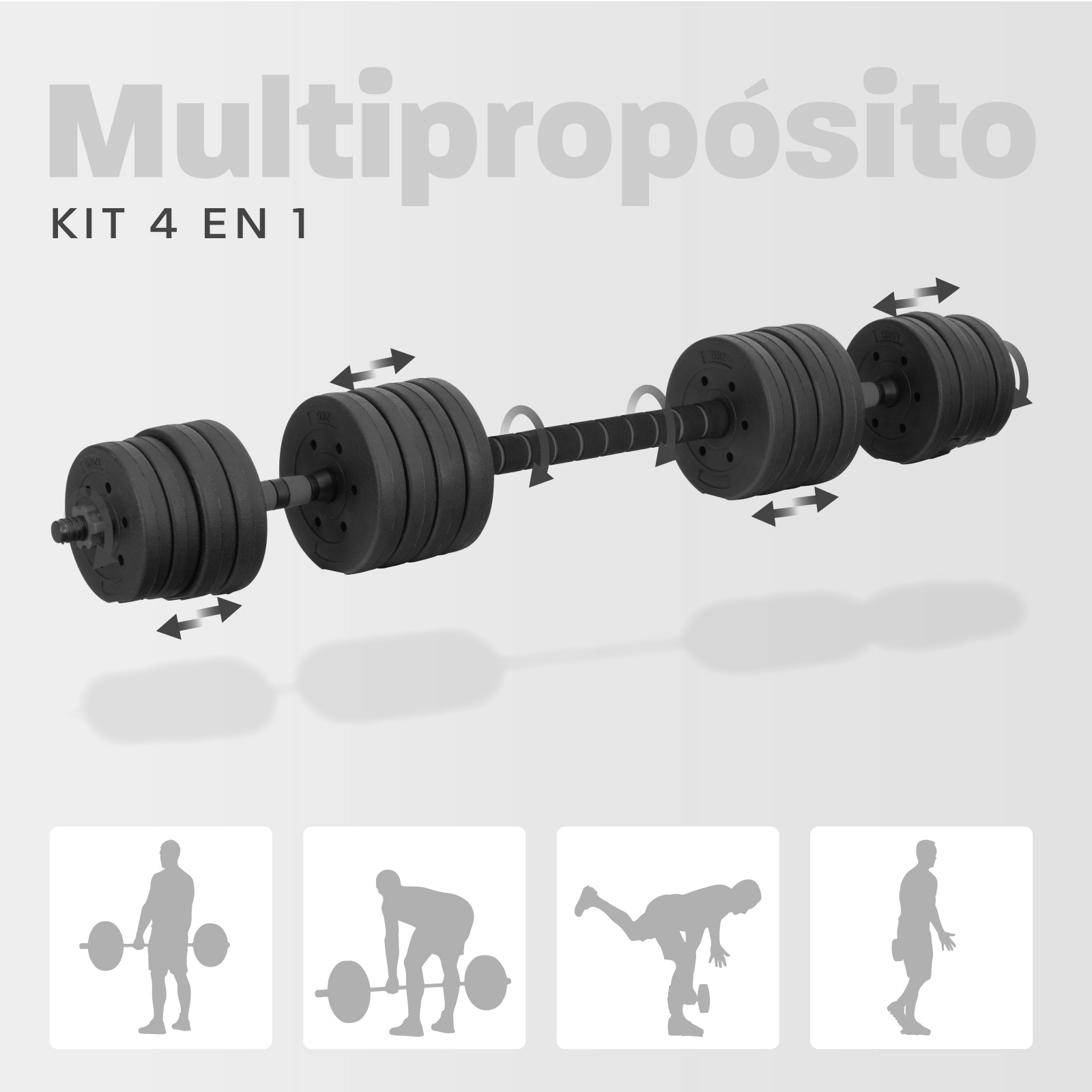 Mancuernas Ajustables Altera Barra Recta Total Pesas 50 Kg