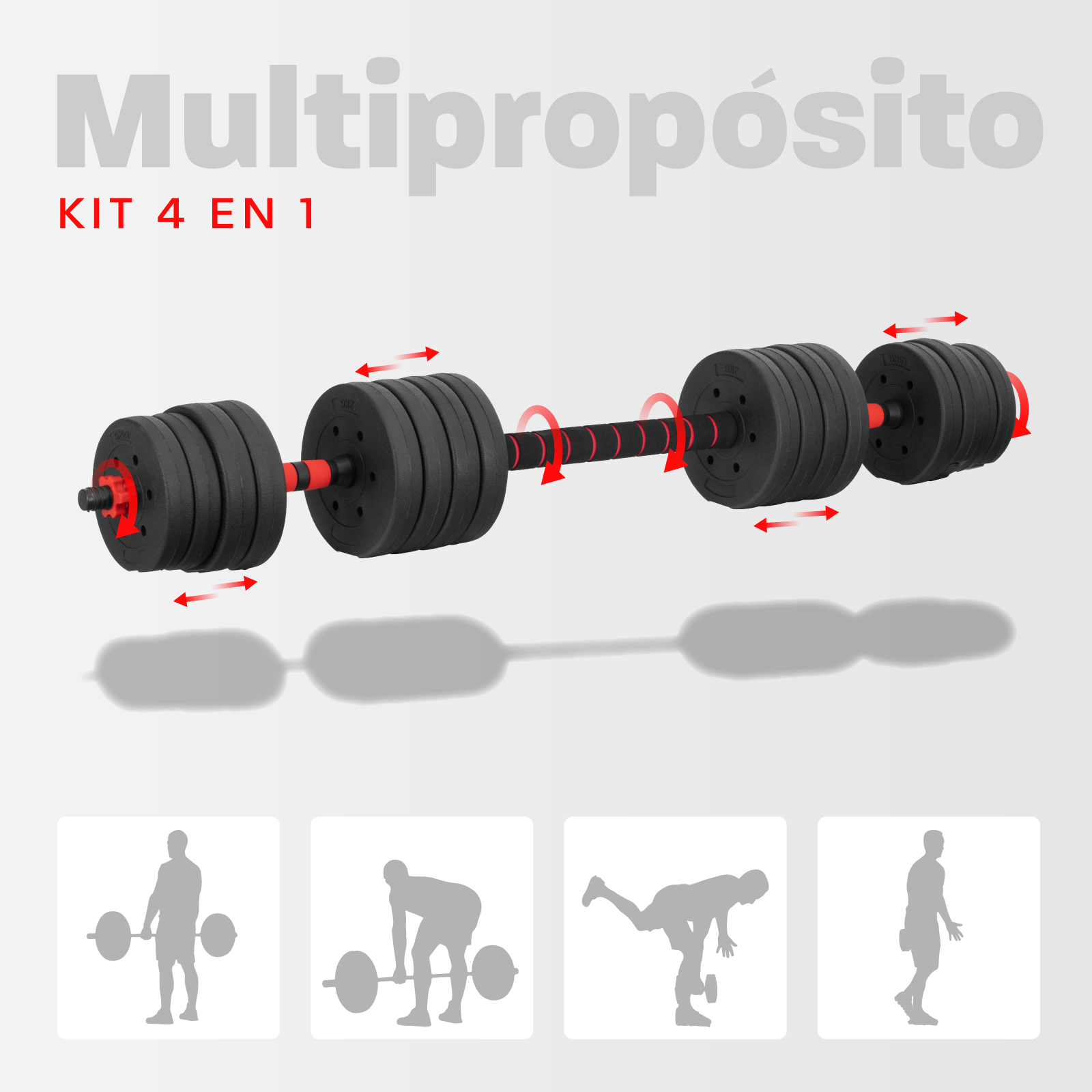 Set Mancuernas Altera Barra Ajustable Total 40kg Disco Pesas
